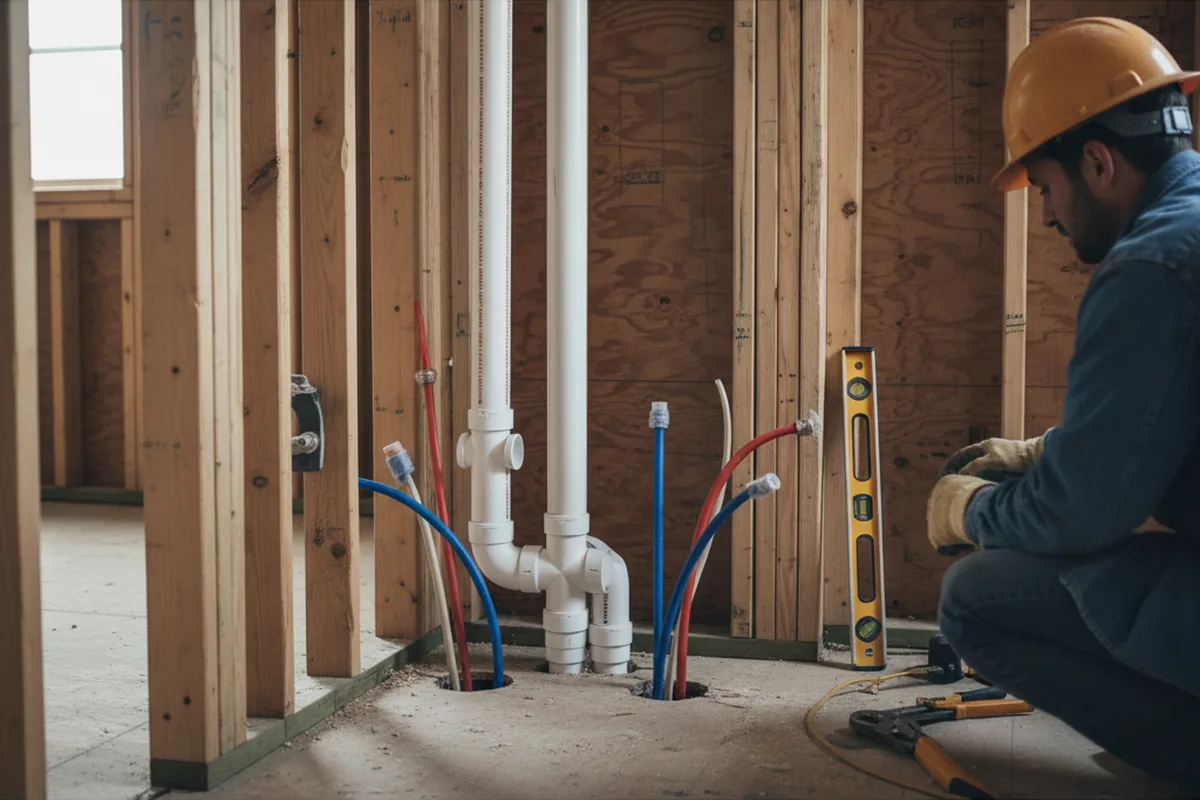 Drain and supply rough-in during Drain Cleaning in Friedens